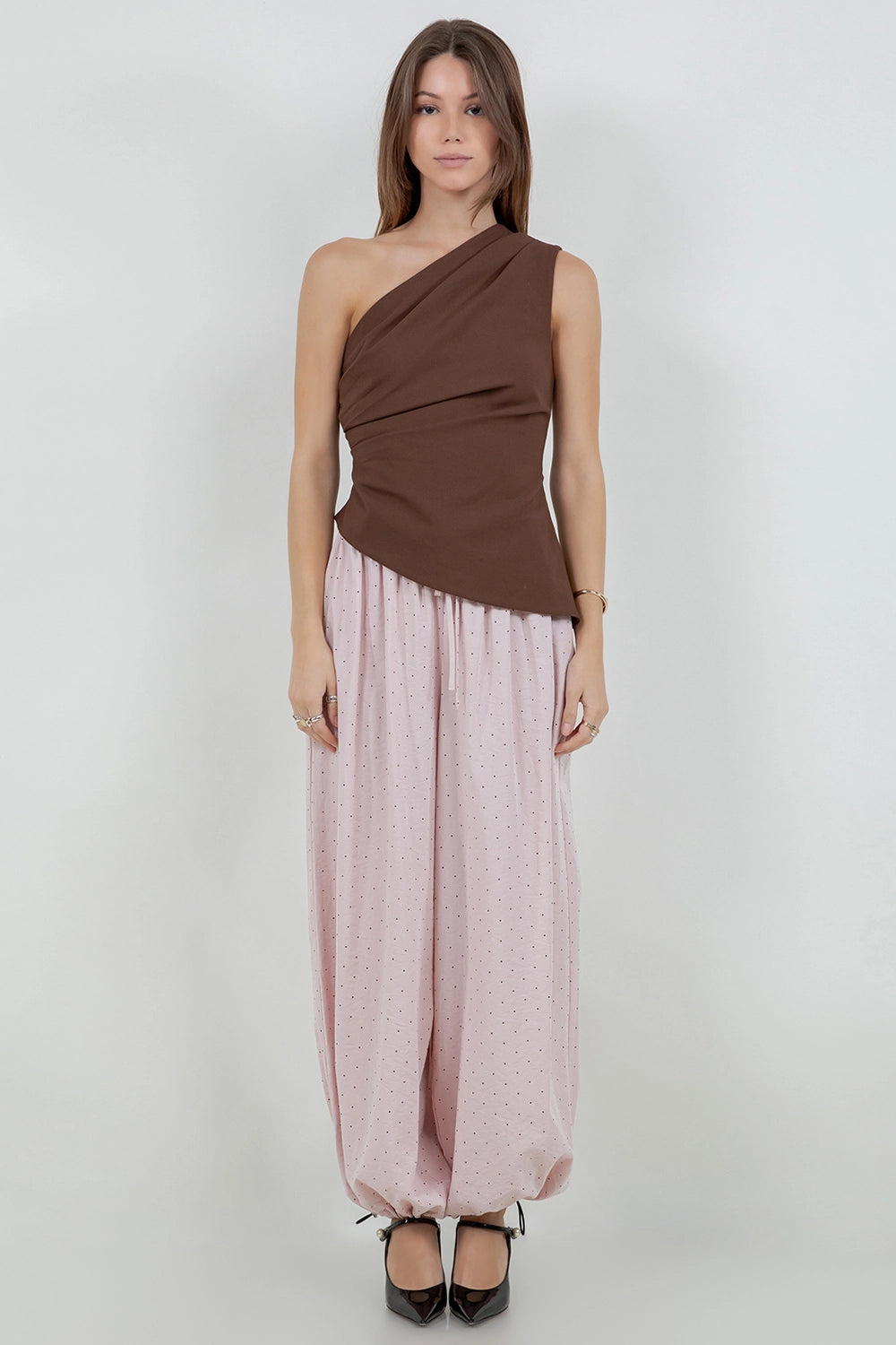 Asymmetrical One Shoulder Linen Top