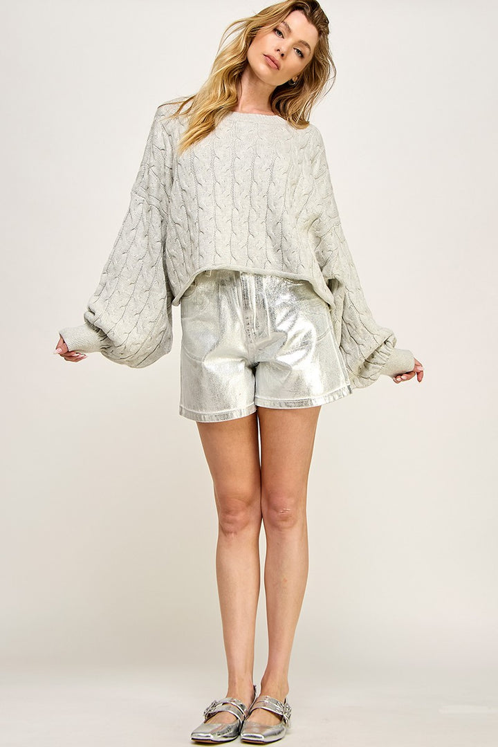 MID RISE FOIL SHORTS