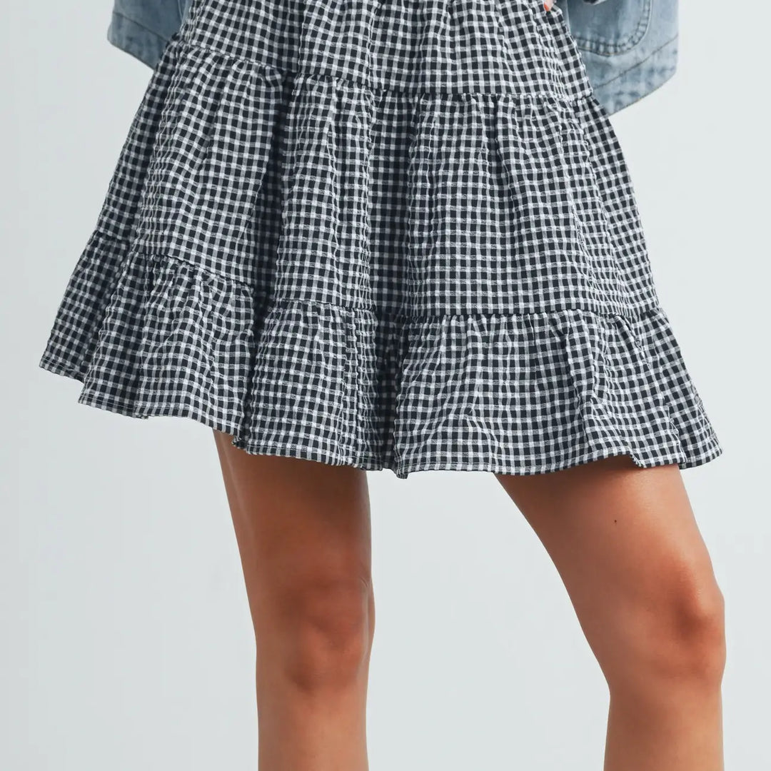 TIERED CHECKERED SKIRT