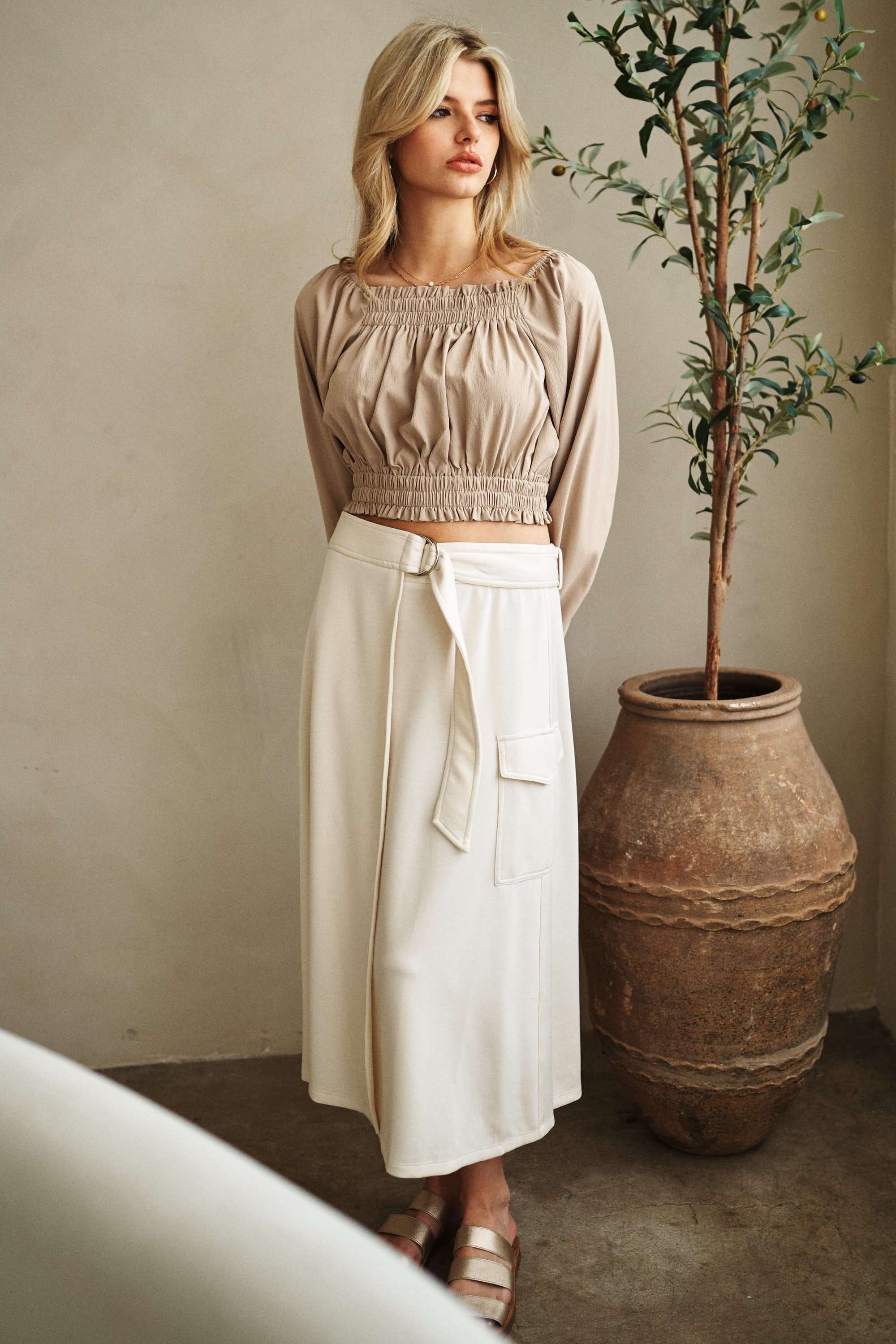 Shops belted midi skirt