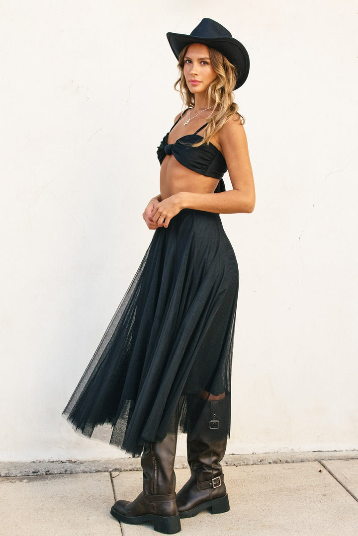 BE FREE MESH MIDI SKIRT