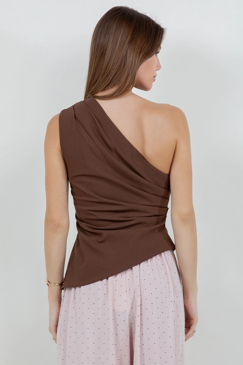 Asymmetrical One Shoulder Linen Top