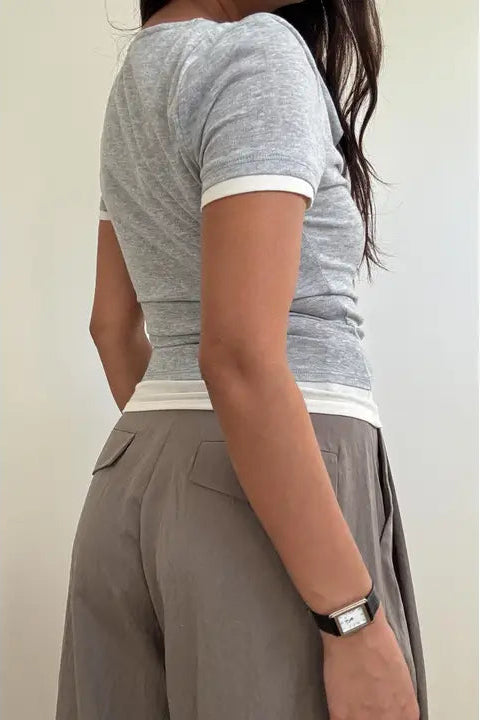 EVA DOUBLE LAYERED DRAPED T-SHIRT