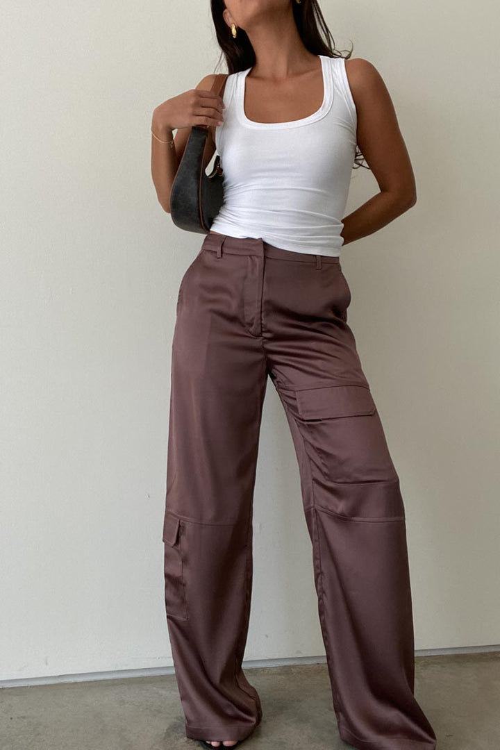 SATIN POCKET CARGO PANTS