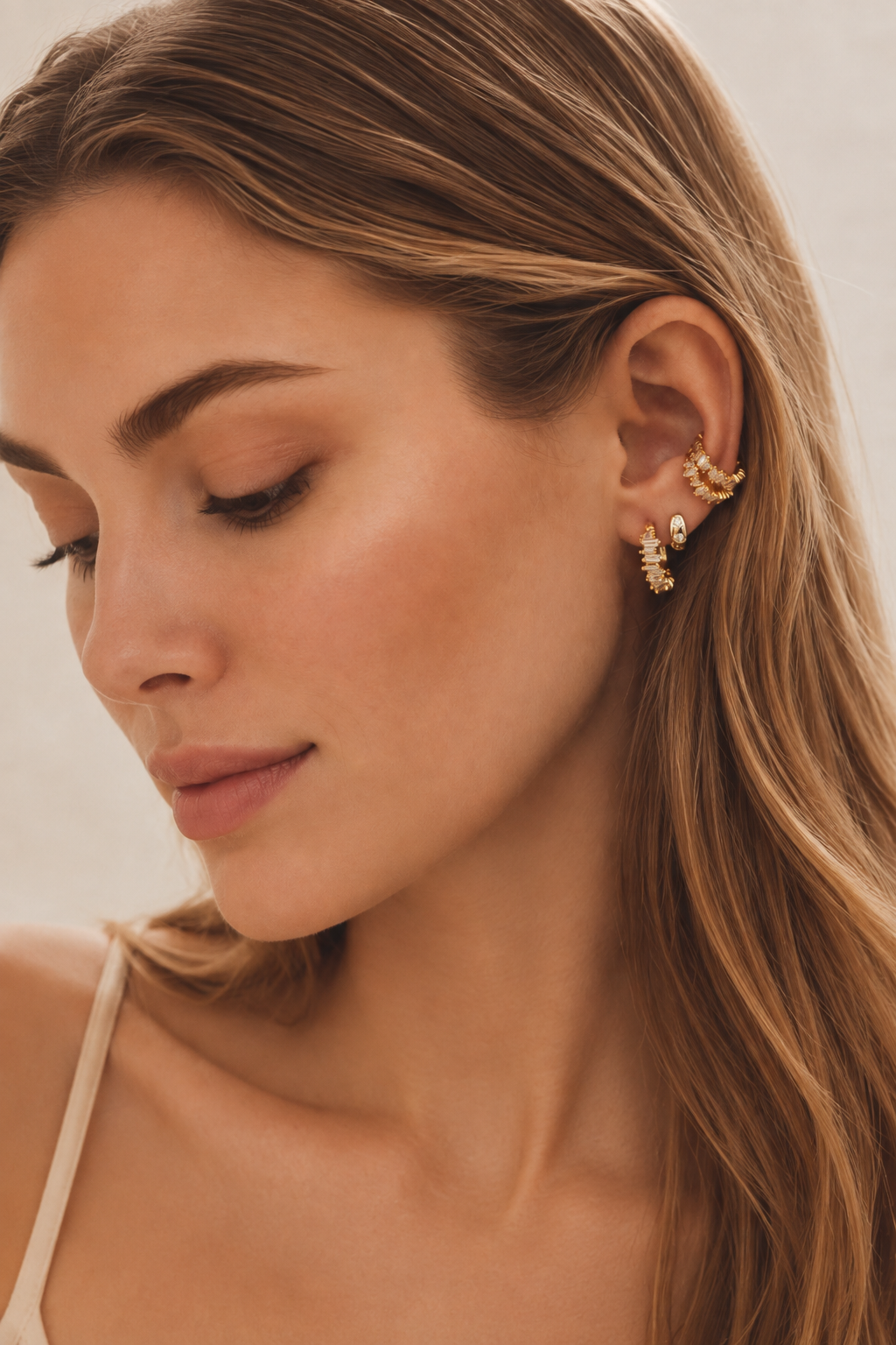 TAPERED BAGUETTE CZ HOOPS
