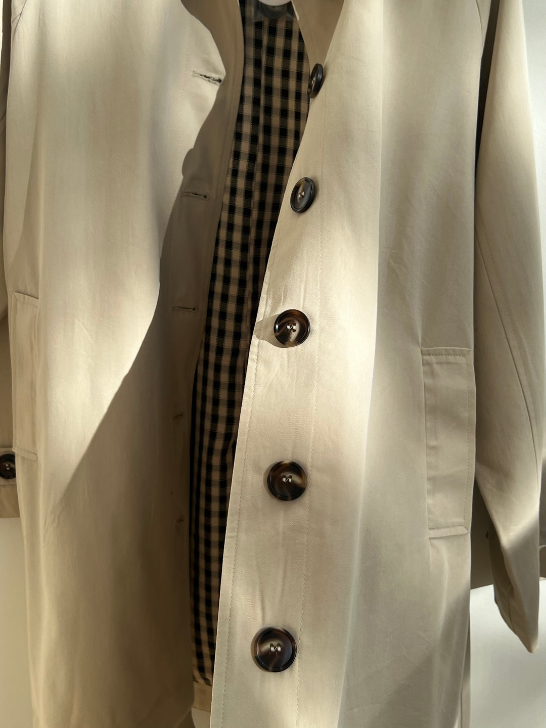 PLAID LINED A-LINE TRENCH COAT