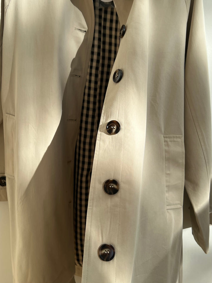 PLAID LINED A-LINE TRENCH COAT