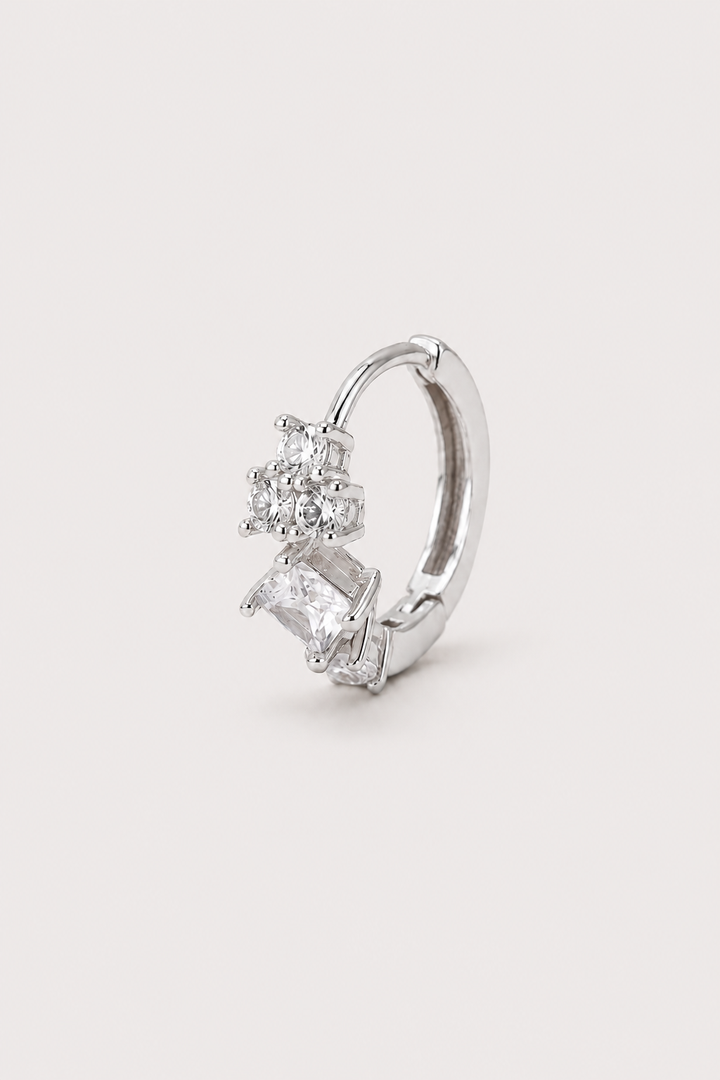 LUMI CZ CLUSTER EARRINGS- SILVER
