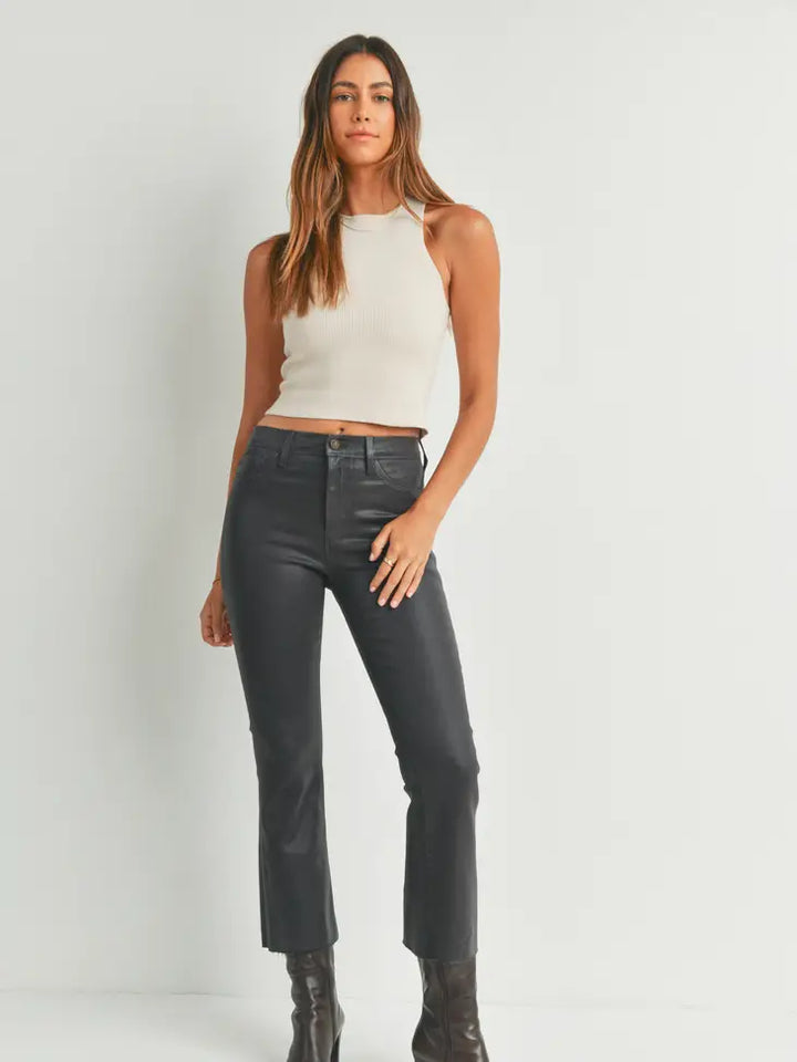 COATED CROPPED KICK FLARE PANT