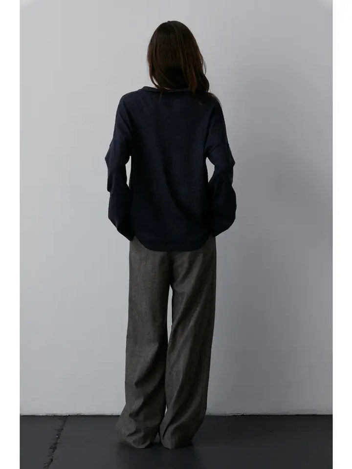 HEATHER POLO SWEATER TOP