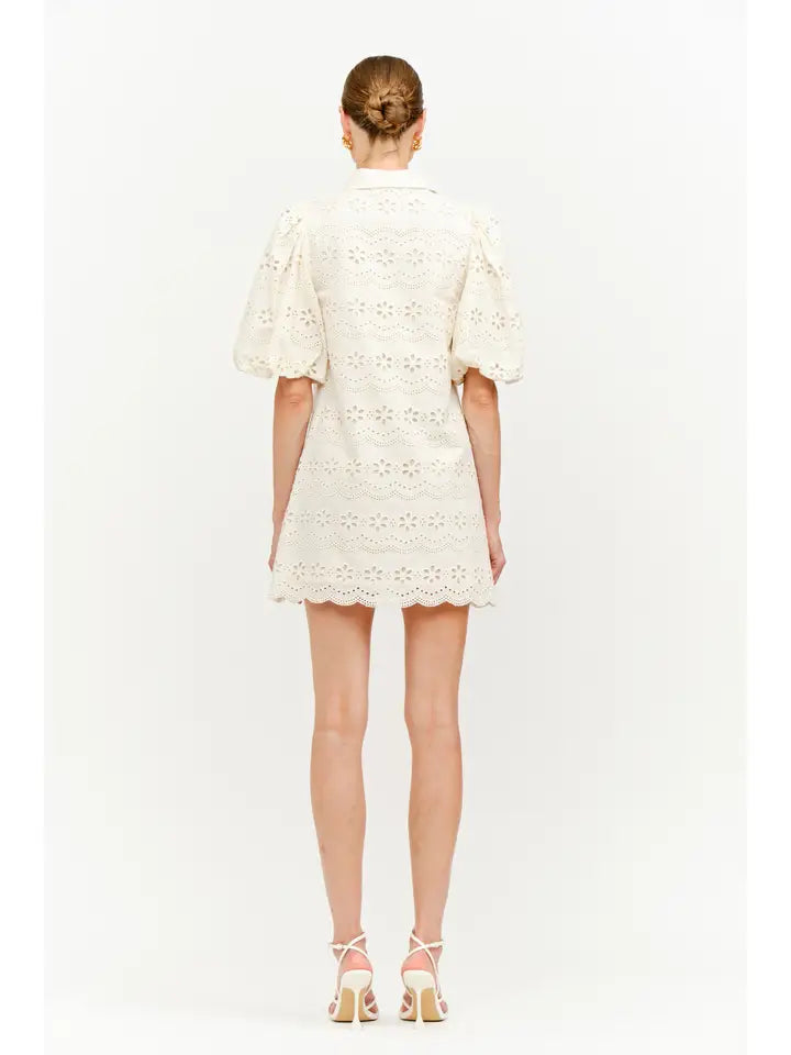CARMINE EYELET DRESS