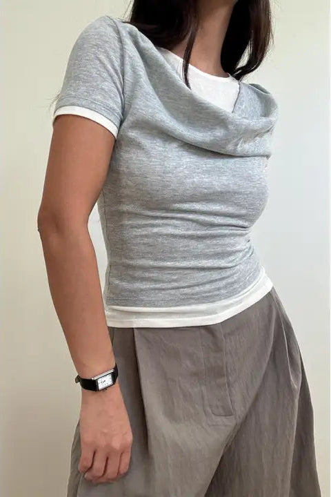EVA DOUBLE LAYERED DRAPED T-SHIRT