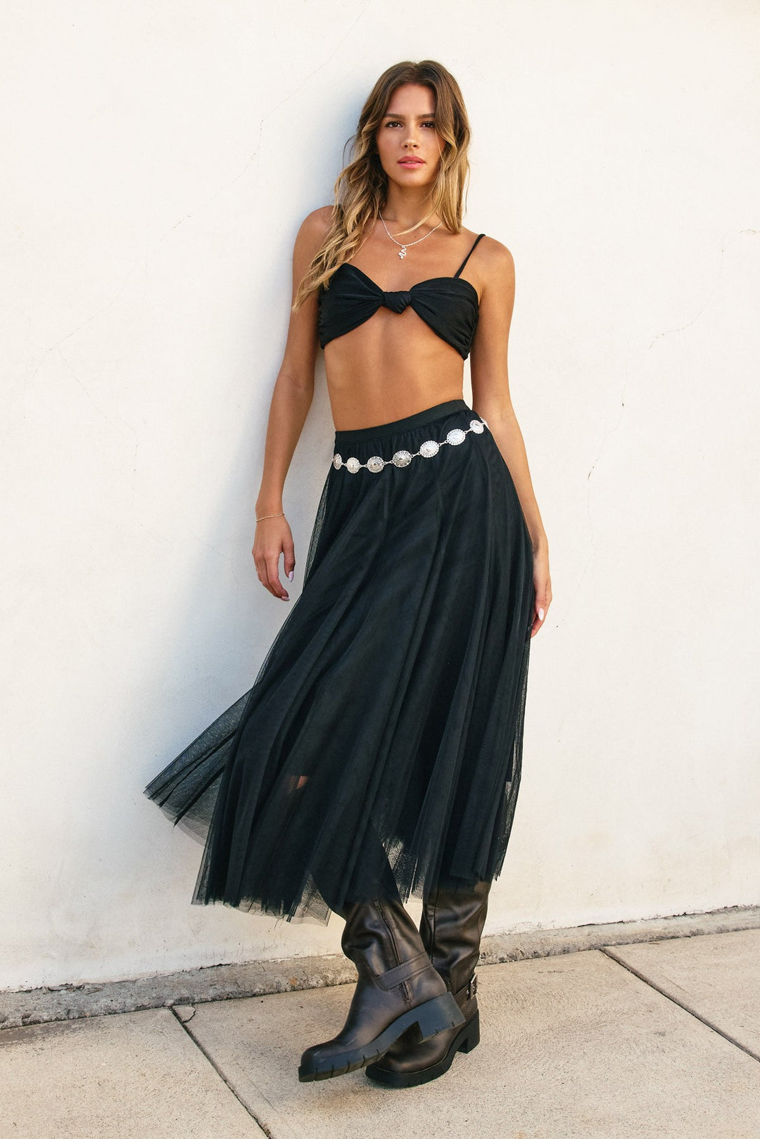 BE FREE MESH MIDI SKIRT