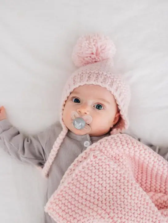 BLUSH GARTER KNIT BABY BLANKET
