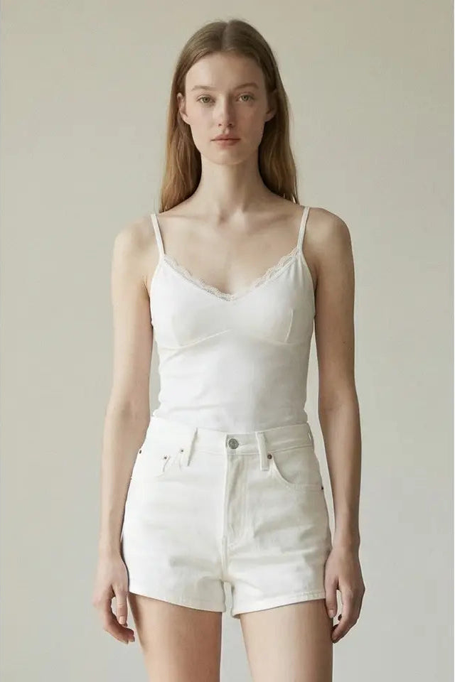 LACE STRETCH TANK WHITE