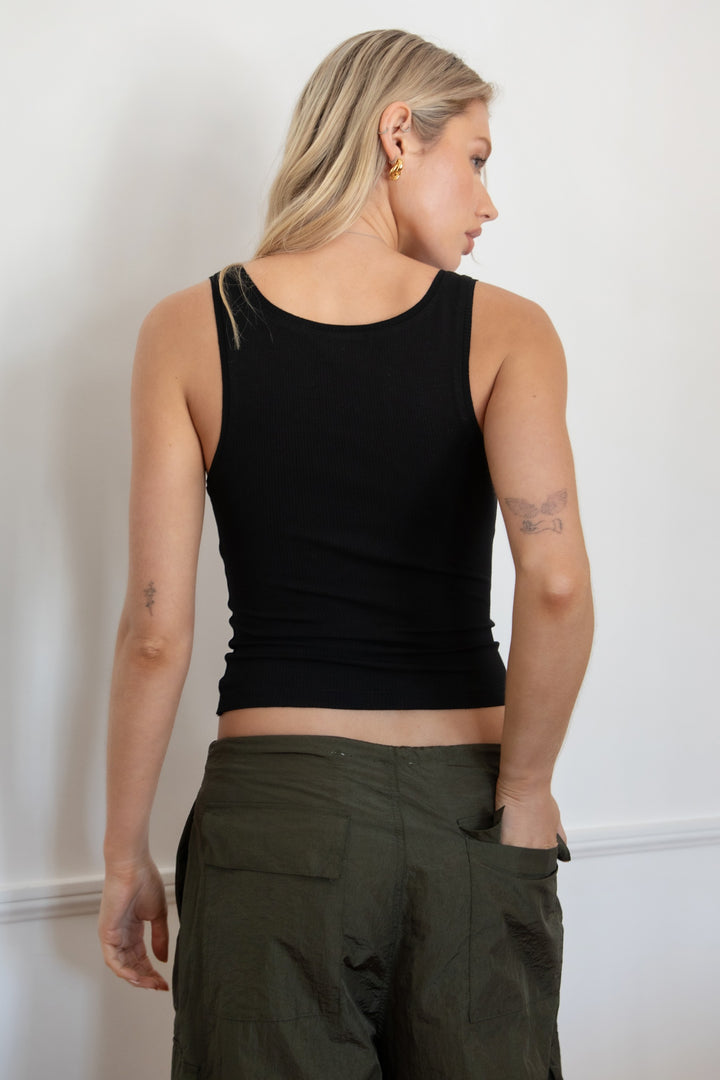 ADA RIBBED TANK - BLACK