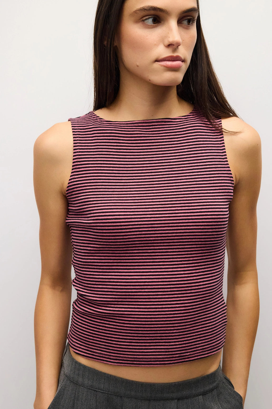 ADRIENNE TANK - PINK + NAVY