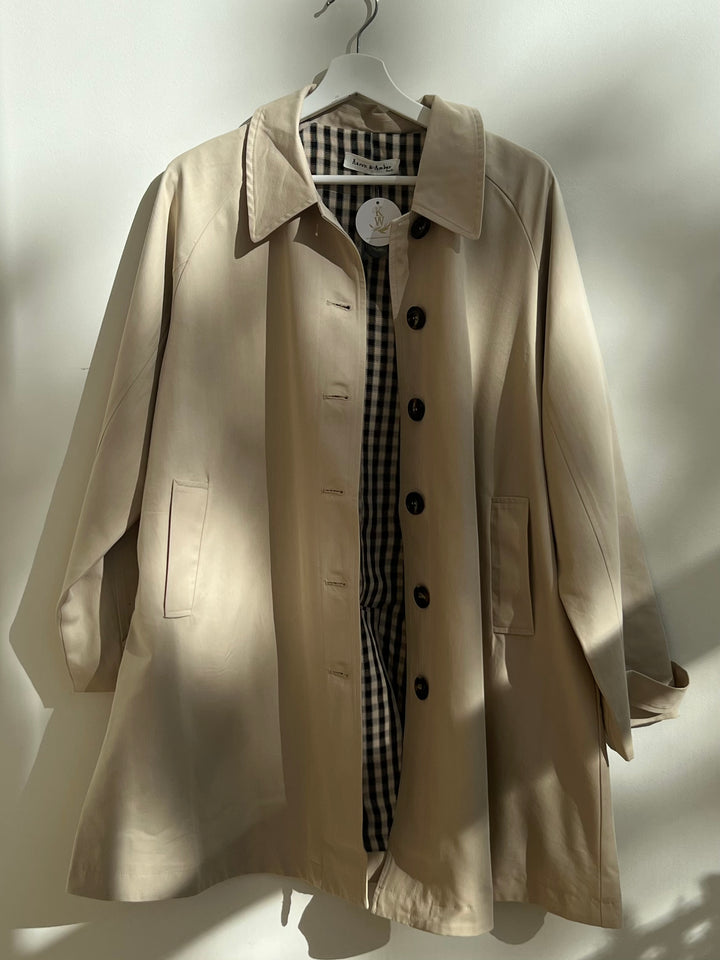 PLAID LINED A-LINE TRENCH COAT