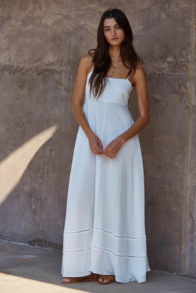 white christmas dresses Royal Blue Cotton Poplin A-Line Deep Neck Maxi Tier Dress 46