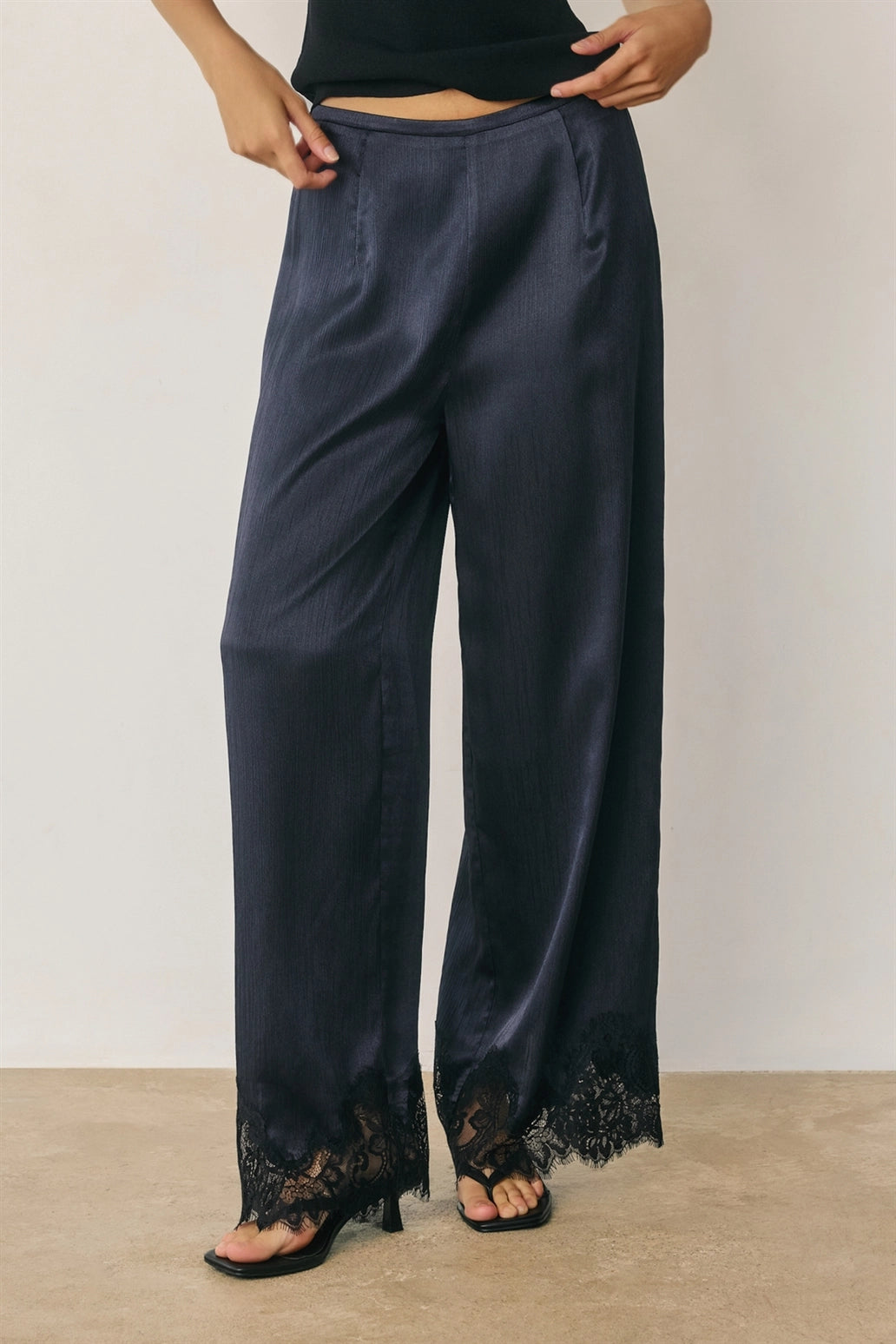 ANDI LACE TRIM PANT - NAVY