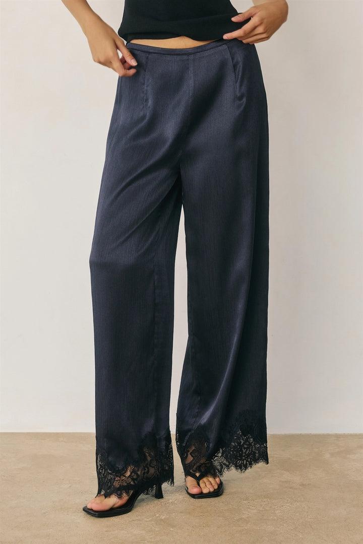 ANDI LACE TRIM PANT - NAVY