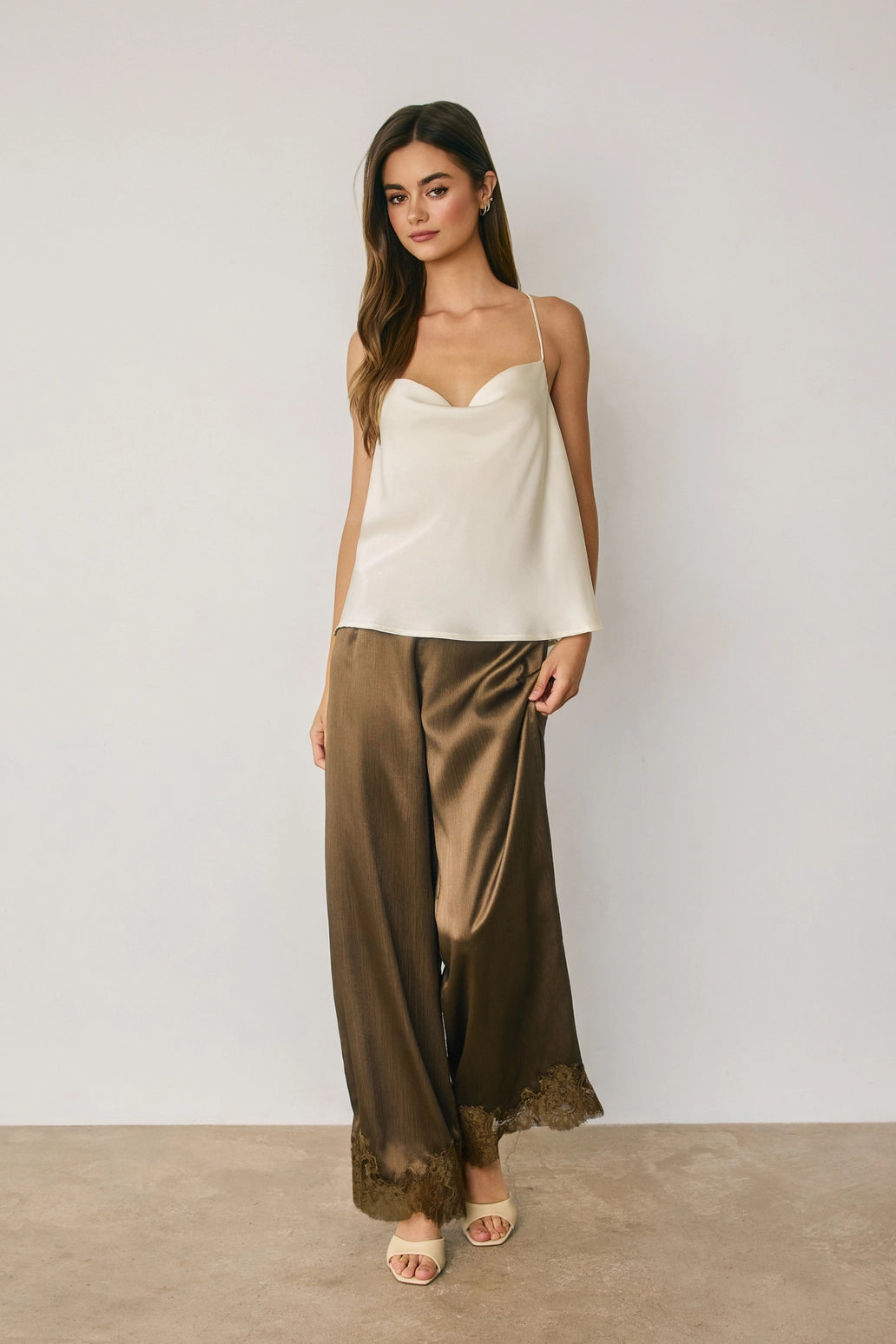 ANDI LACE TRIM PANT - BRONZE