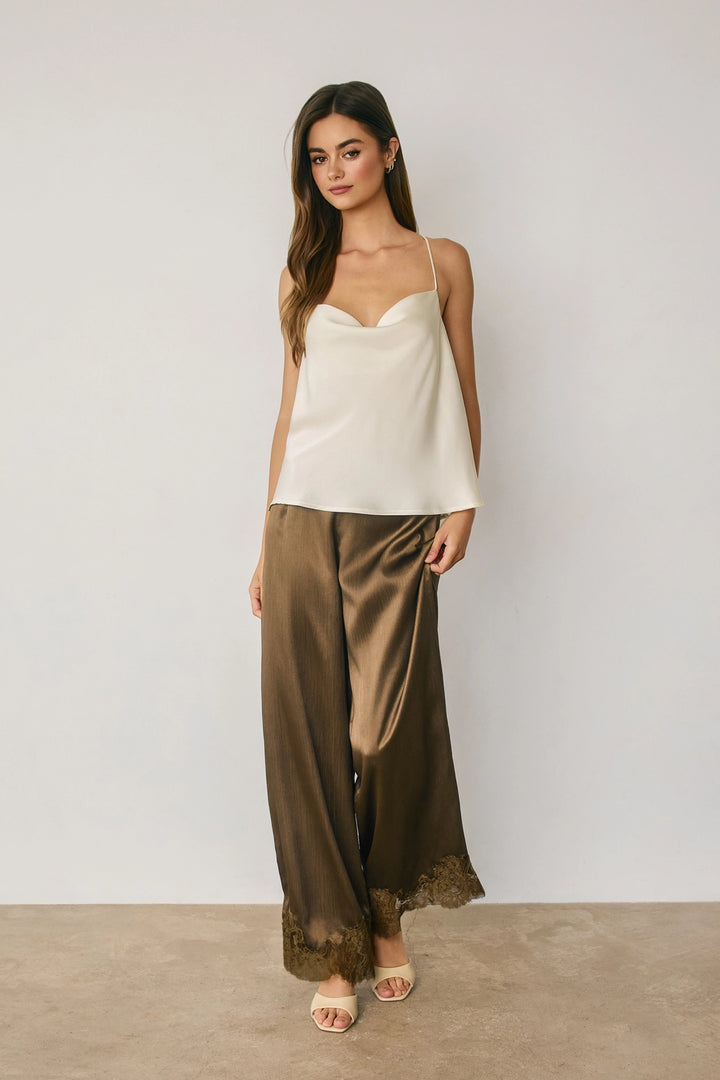 ANDI LACE TRIM PANT - BRONZE