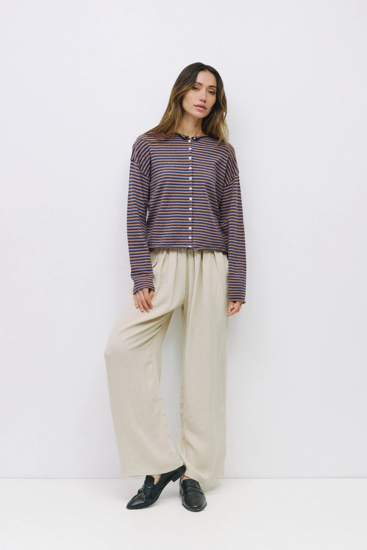 ELISA CARDIGAN - BROWN & NAVY