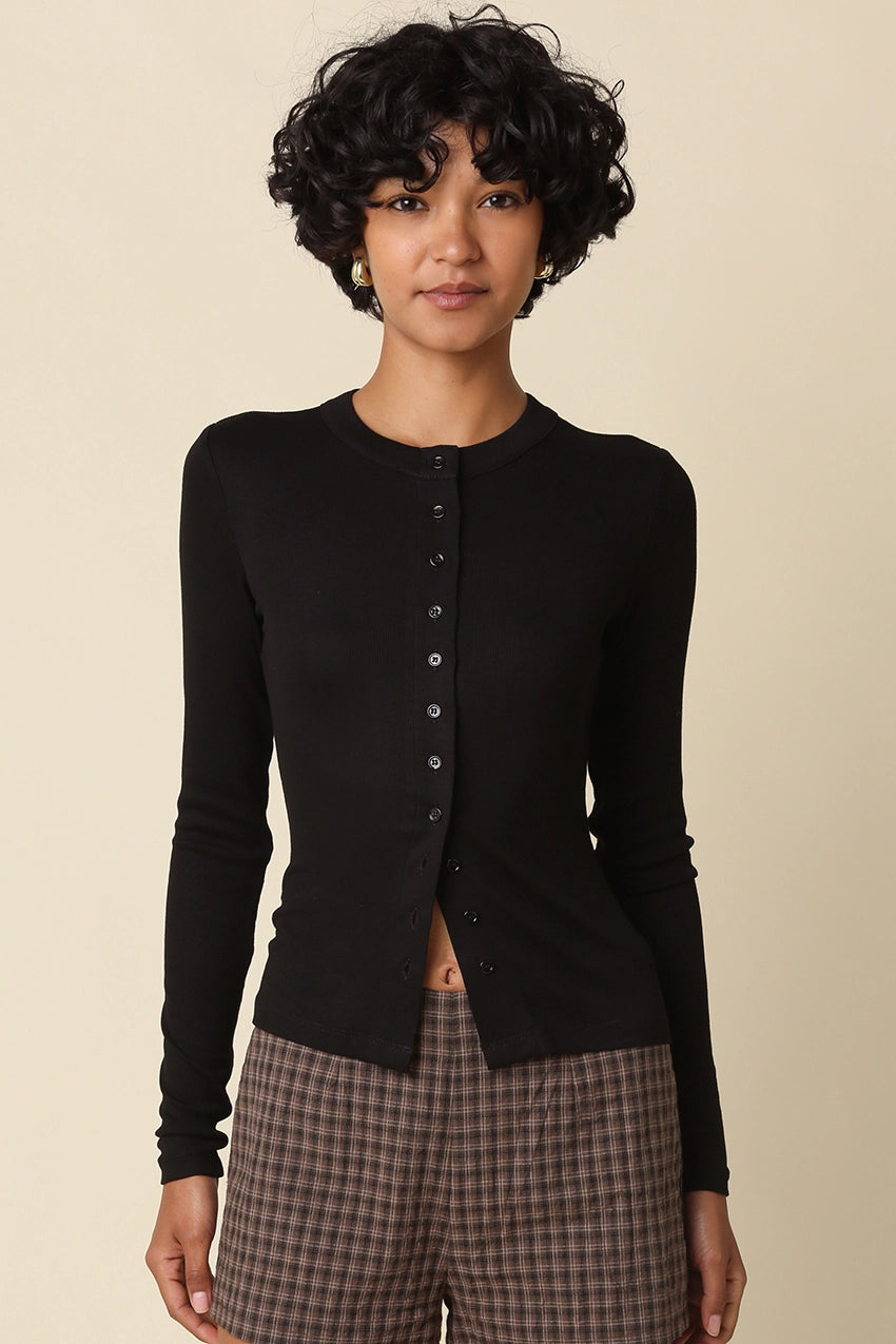 CARLY CARDIGAN TOP - BLACK