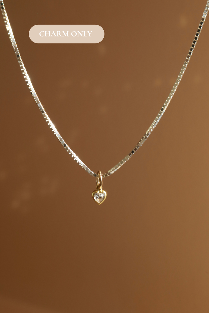 MICRO HEART CZ CHARM- GOLD FILLED