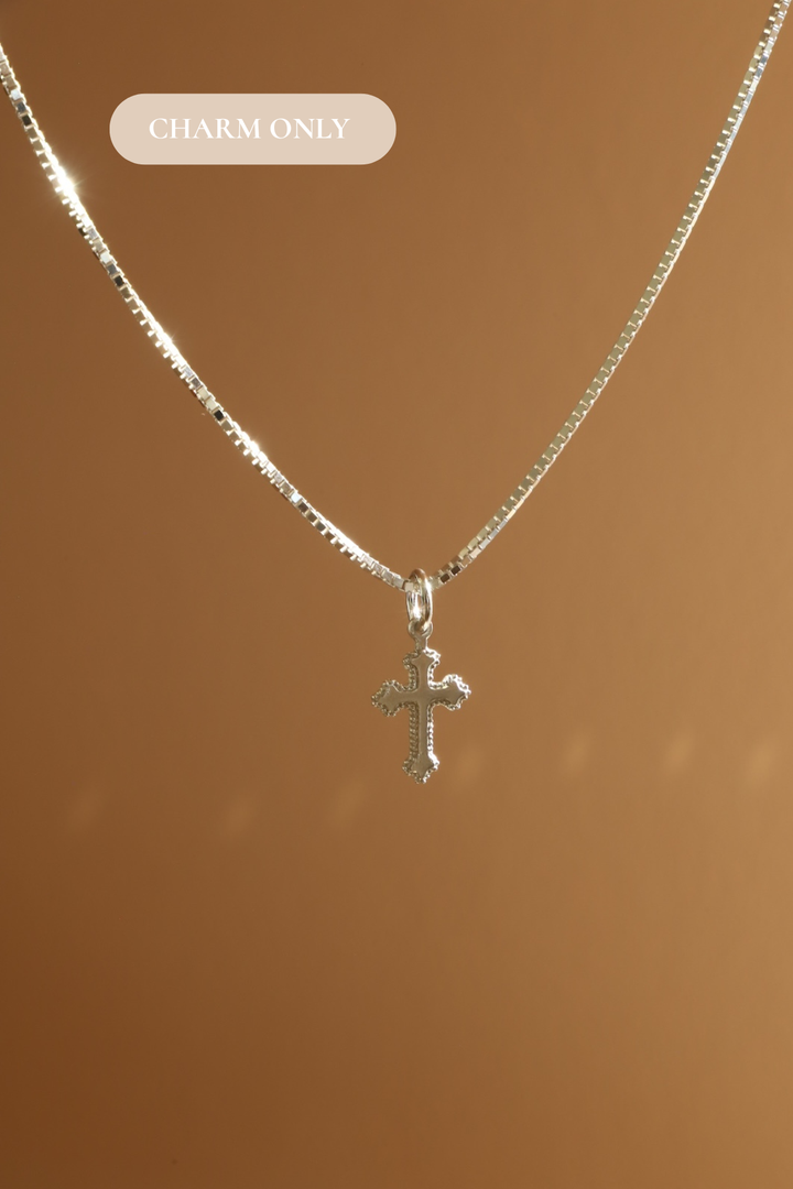 HEIRLOOM DOTTED CROSS CHARM- STERLING