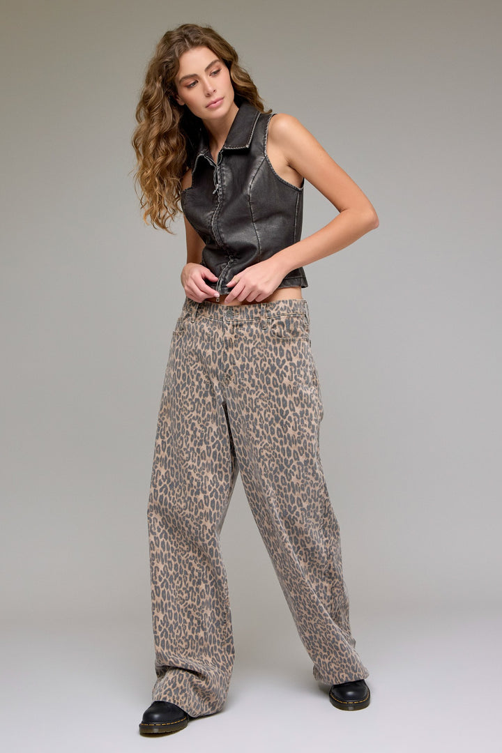 CHEETAH LOW SLUNG BAGGY JEANS