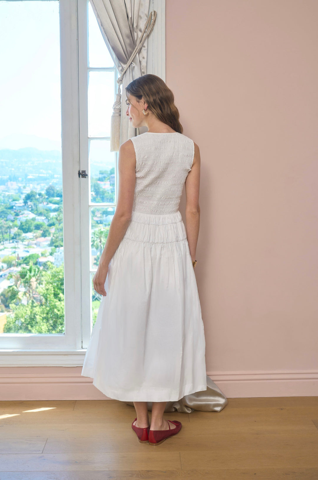 CLEO SMOCKED DRESS - WHITE