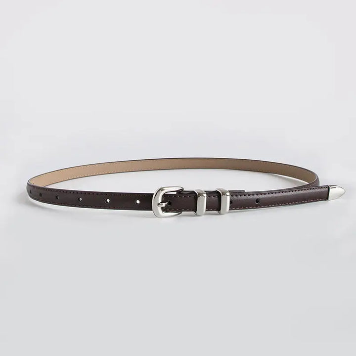 SLIM BUCKLED BELT - COFFEE