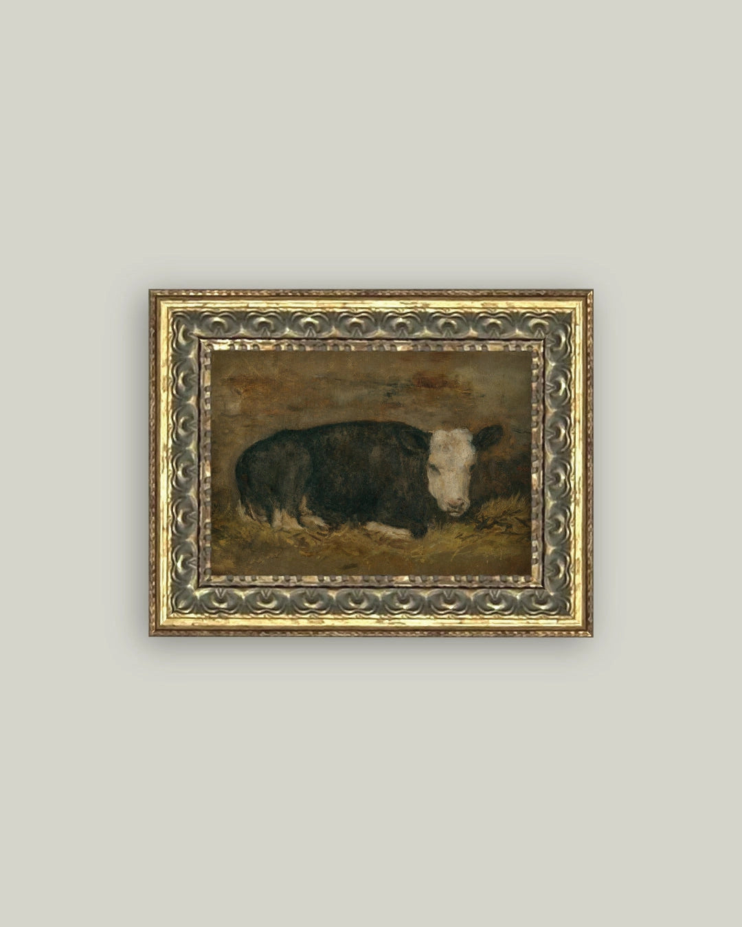 LYING COW FRAMED ART