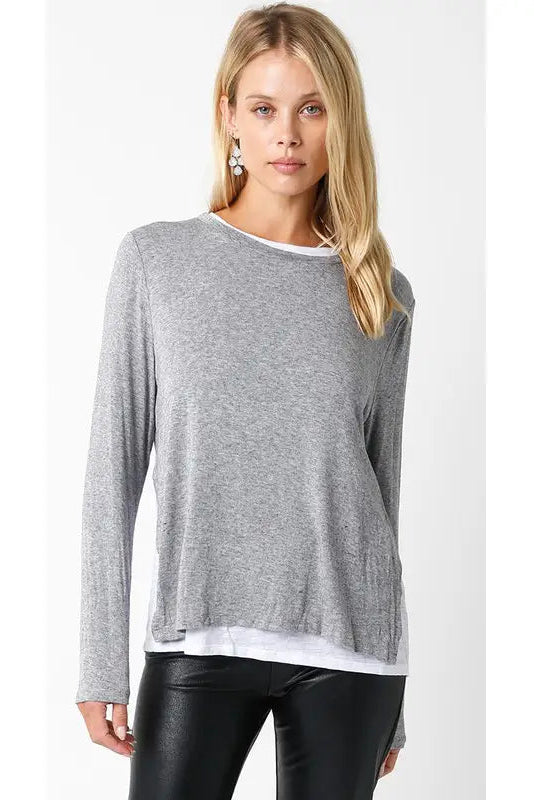LINED CREW NECK - GREY