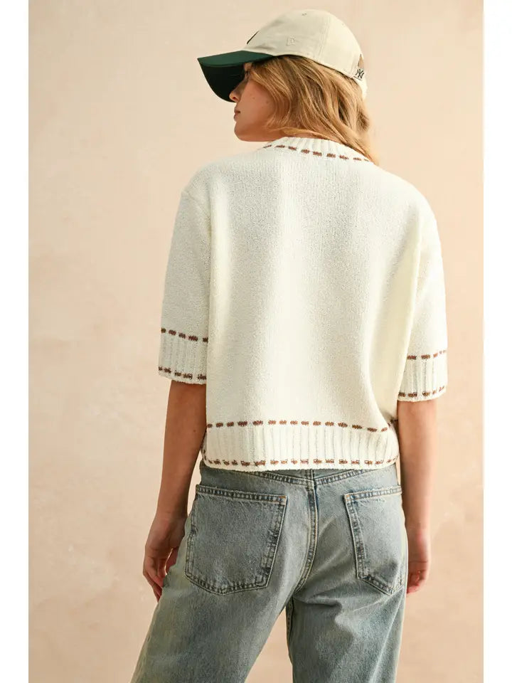 TOP STITCH CROPPED SWEATER