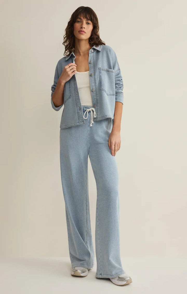 ALL DAY CROPPED KNIT DENIM JACKET