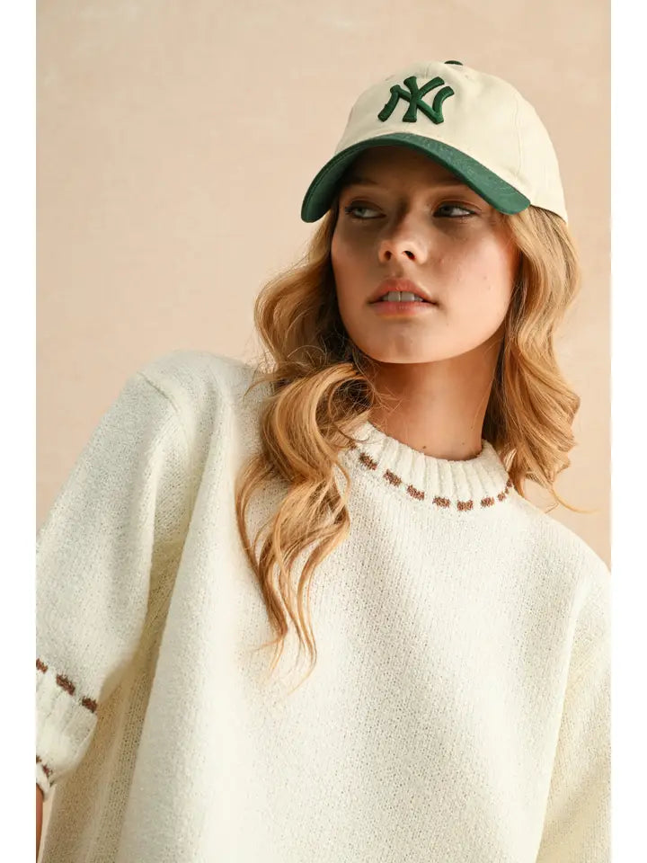 TOP STITCH CROPPED SWEATER