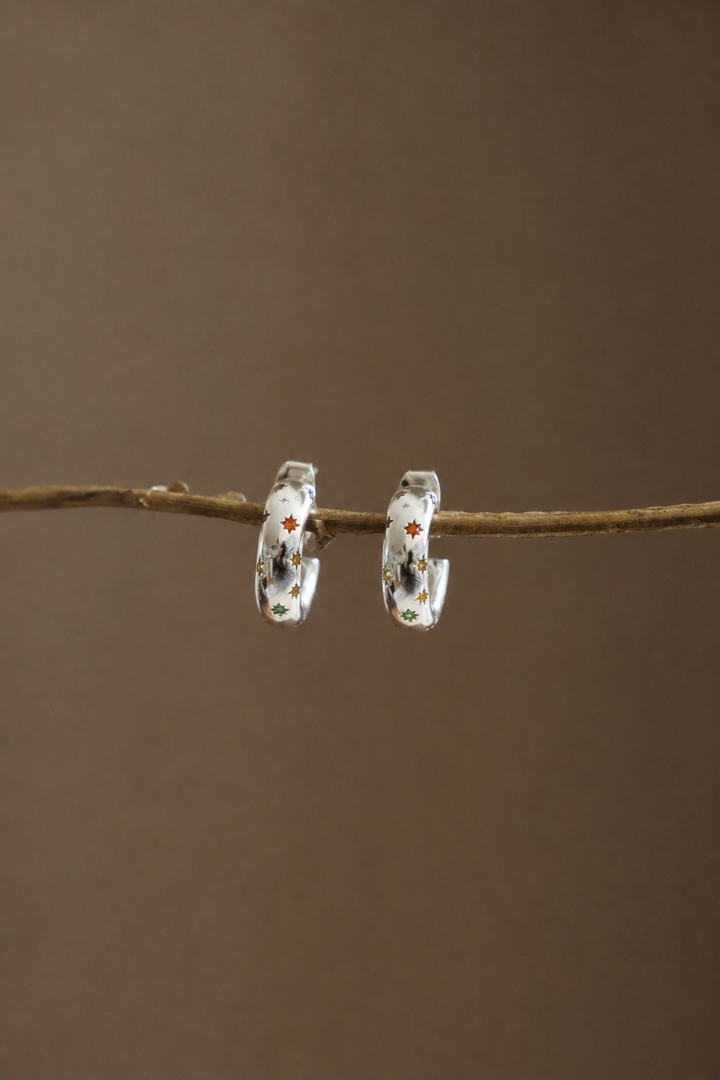 PENNY CZ STAR HOOP- SILVER