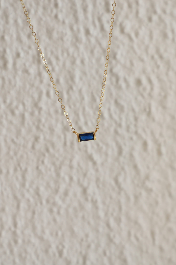 FLOATING SAPPHIRE CZ BAGUETTE NECKLACE