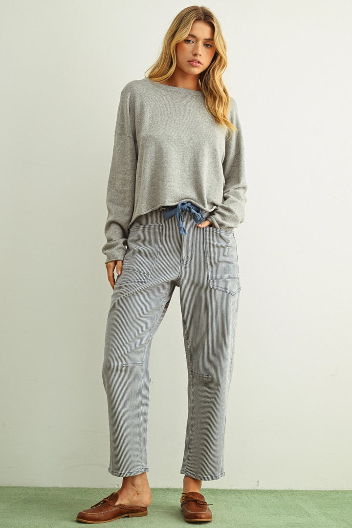 ESSENTIAL ROLLED HEM TOP - GREY
