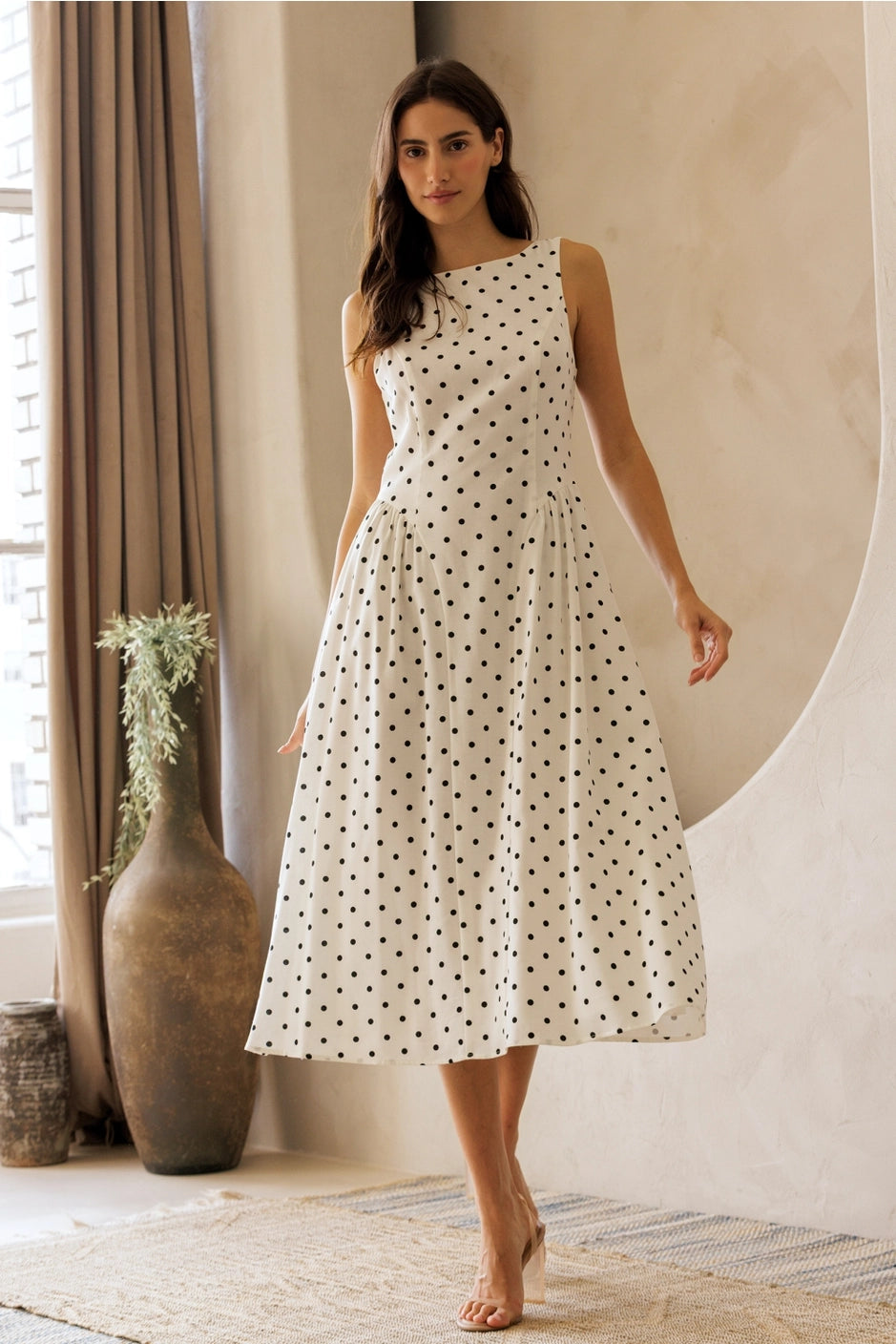 FIT AND FLARE MIDI DRESS Dots / M FIT AND FLARE MIDI DRESS Dots / M