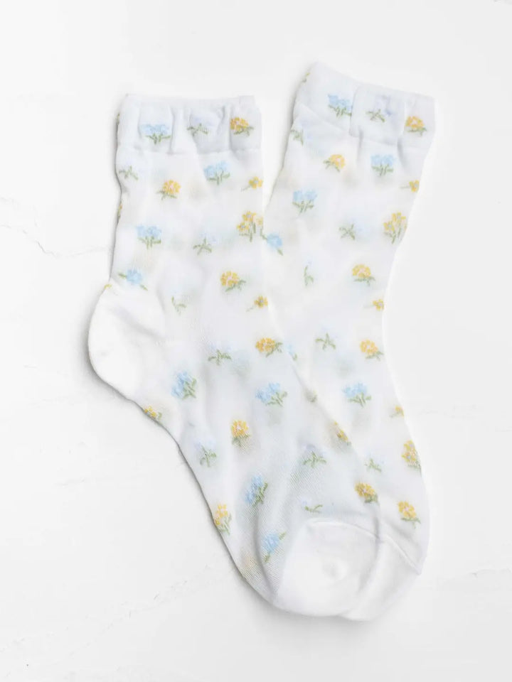 FLORAL COTTON CREW SOCKS