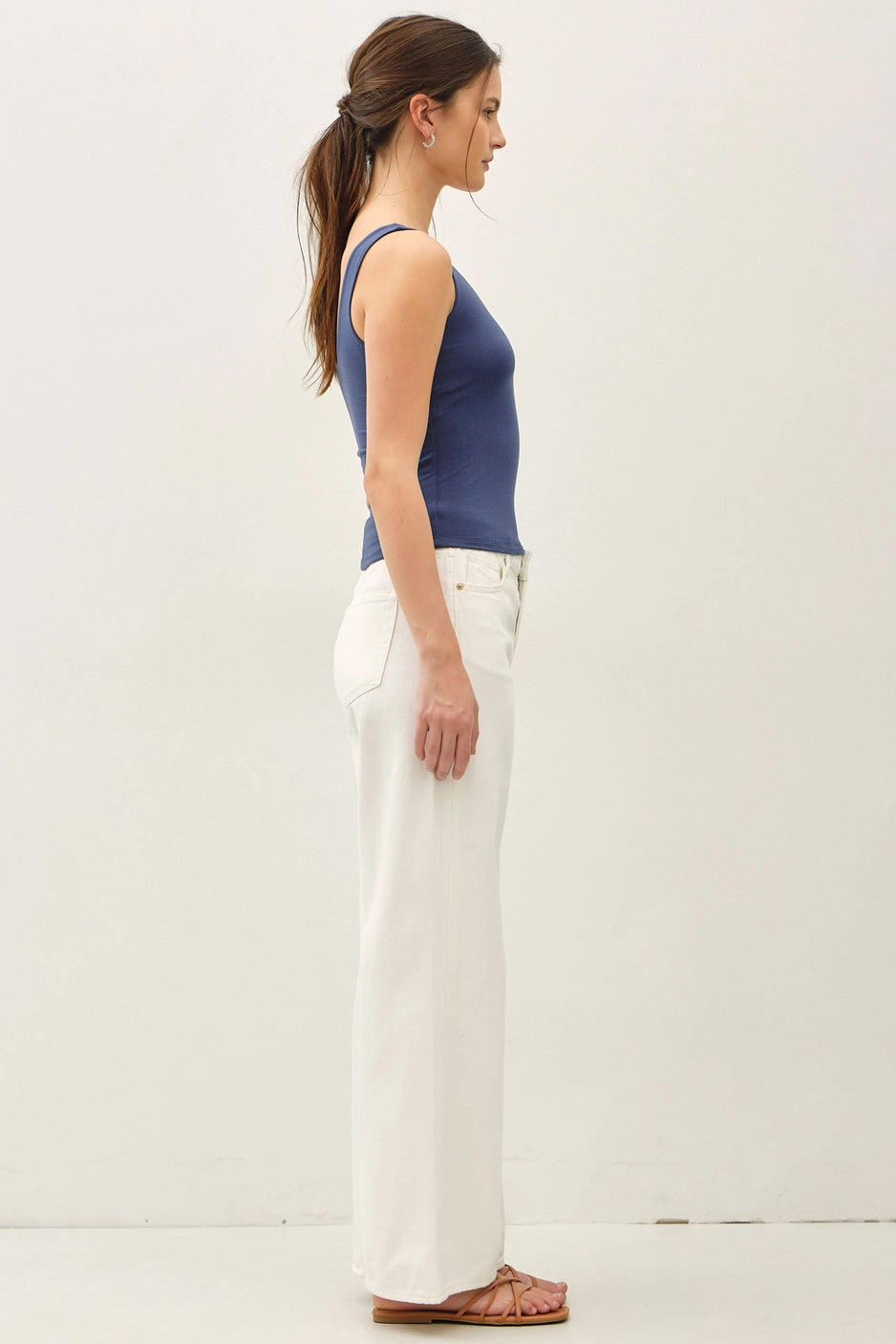 SOFTY SCOOP NECK TANK - DENIM BLUE