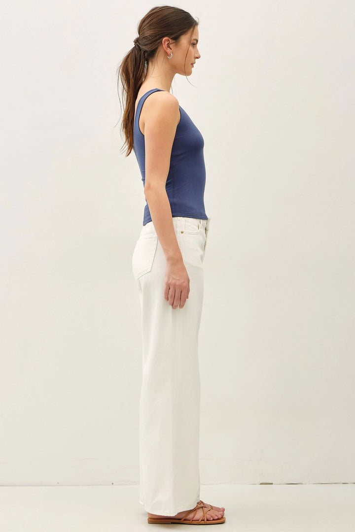 SOFTY SCOOP NECK TANK - DENIM BLUE