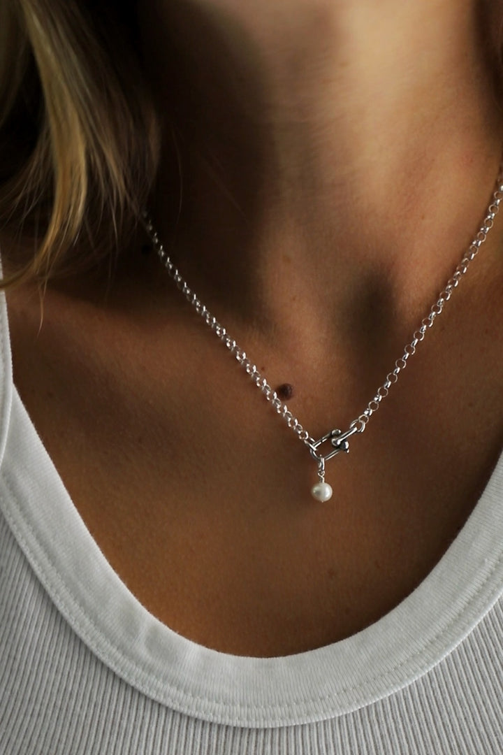 SORA LINK CHAIN AND PEARL- SILVER