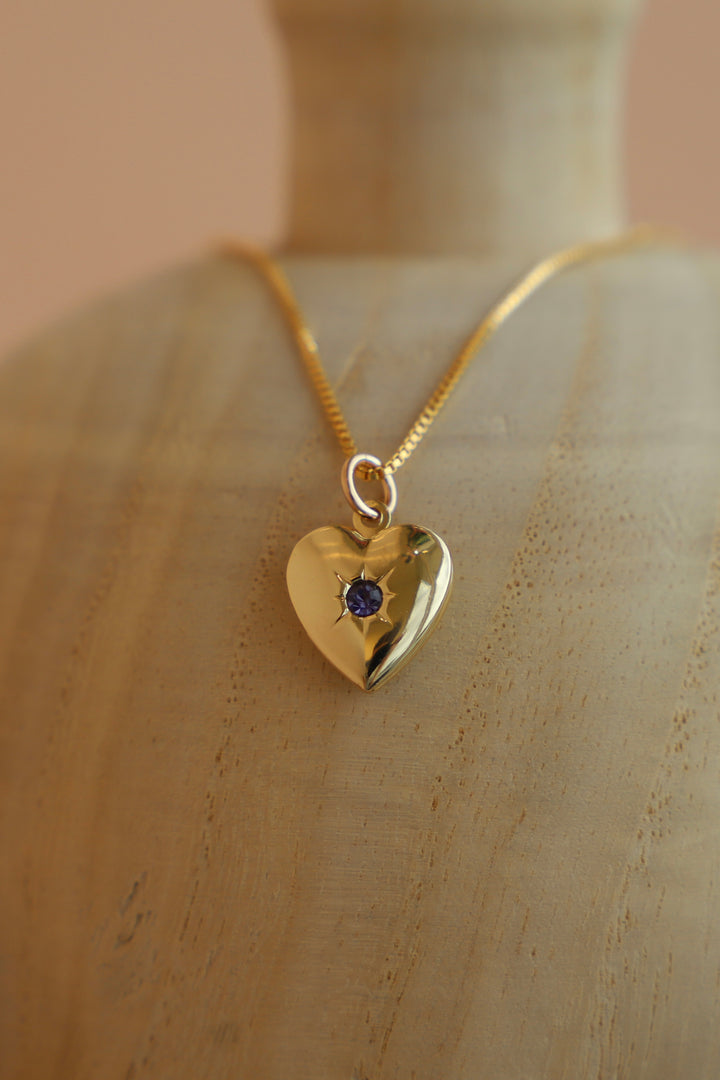 AMETHYST HEART LOCKET