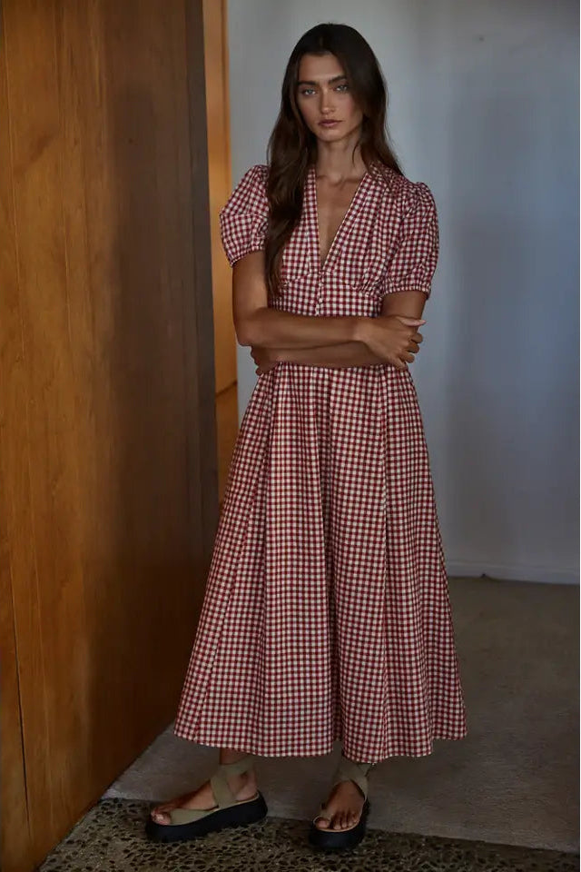 GINGHAM MIDI DRESS