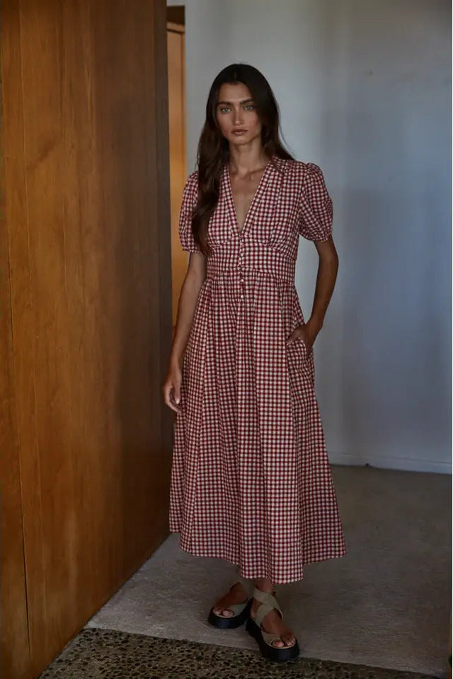 GINGHAM MIDI DRESS Katie Waltman Jewelry GINGHAM MIDI DRESS Katie Waltman Jewelry